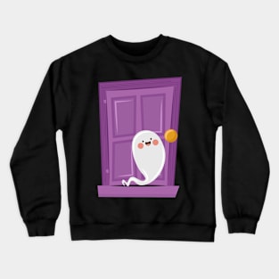 Halloween Ghost In front Door Crewneck Sweatshirt